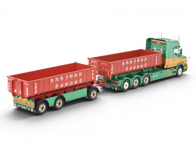 Tekno Tekno Scania Torpedo Highline 8x4 hooklift riged truck with trailer KILDEBRONDE TRANSPORT