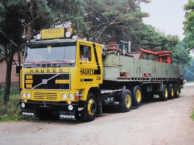 WSI WSI Volvo F10 6x2 met 3-assige klassieke steen oplegger HAUKES