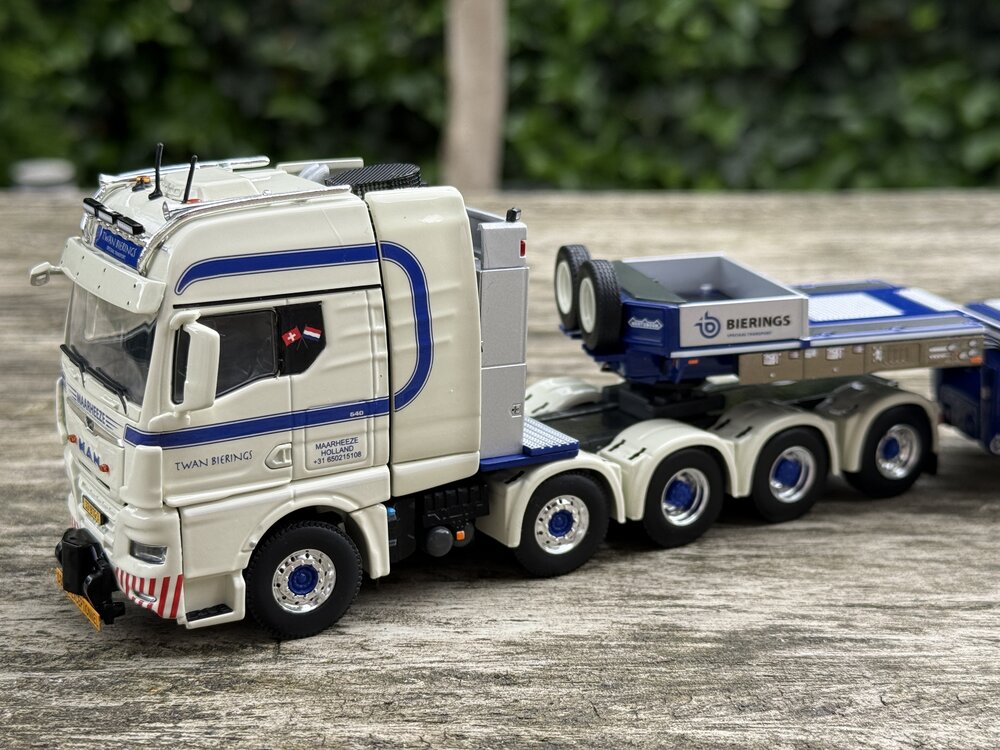 WSI WSI "EXCLUSIEF" MAN TGX XXL EURO 6C Facelift 10x4 with 5-axle lowloader + 2-axle dolly TWAN BIERINGS