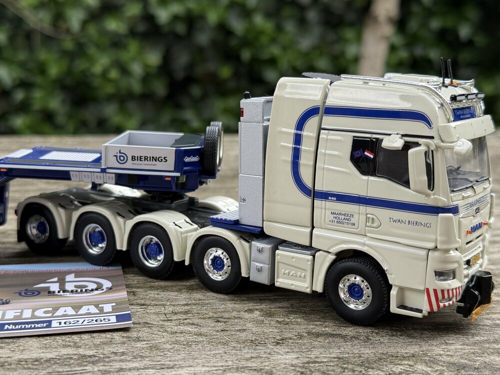 WSI WSI "EXCLUSIEF" MAN TGX XXL EURO 6C Facelift 10x4 with 5-axle lowloader + 2-axle dolly TWAN BIERINGS