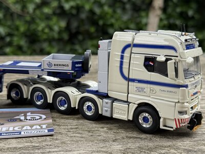 WSI WSI "EXCLUSIEF" MAN TGX XXL EURO 6C Facelift 10x4 with 5-axle lowloader + 2-axle dolly TWAN BIERINGS