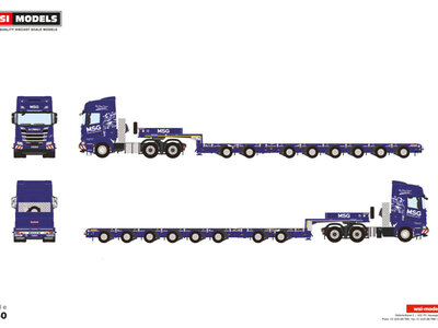 WSI WSI Scania R Highline 6x4 met 6-assige manoovr + 2-assige Dolly MSG
