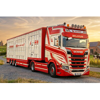 IMC Scania S660 with 3-axle livestock trailer VAN LOMMEL