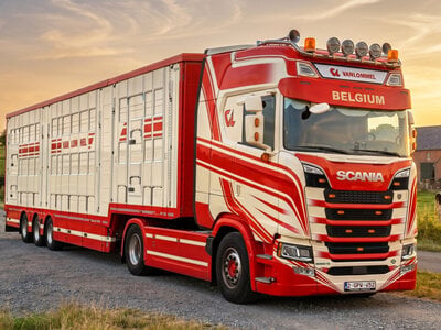 IMC IMC Scania S660 met 3-as veeoplegger VAN LOMMEL
