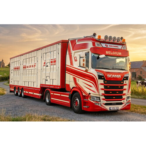 IMC IMC Scania S660 with 3-axle livestock trailer VAN LOMMEL