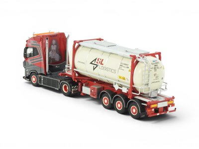 Tekno Tekno Volvo FH Aero Globetrotter XL met 3-assig chassis en swap tankcontainer SL LOGISTICS