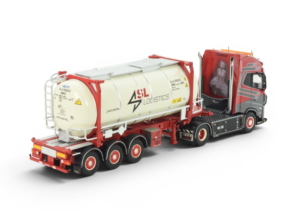 Tekno Tekno Volvo FH Aero Globetrotter XL met 3-assig chassis en swap tankcontainer SL LOGISTICS