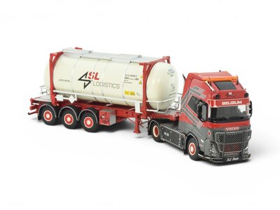 Tekno Tekno Volvo FH Aero Globetrotter XL with 3-axle container chassis and swap tank container SL LOGISTICS