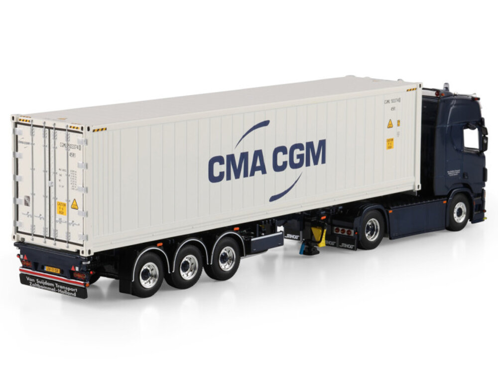 WSI WSI Scania R Highline 4x2 with 3-axle flex container trailer + 40ft container carrier VAN SUIJDAM