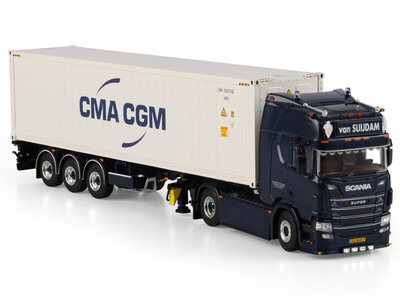 WSI WSI Scania R Highline 4x2 with 3-axle flex container trailer + 40ft container carrier VAN SUIJDAM