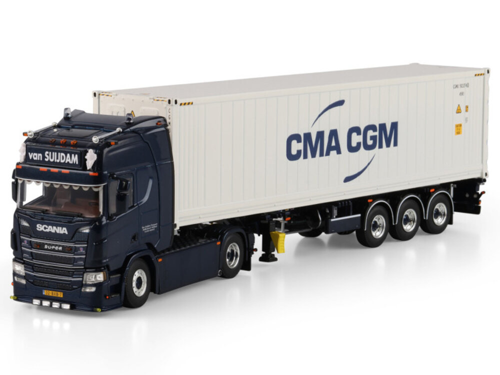 WSI WSI Scania R Highline 4x2 with 3-axle flex container trailer + 40ft container carrier VAN SUIJDAM