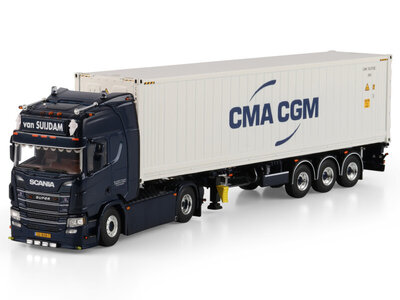 WSI WSI Scania R Highline 4x2 with 3-axle flex container trailer + 40ft container carrier VAN SUIJDAM