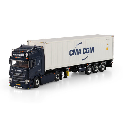 WSI WSI Scania R Highline 4x2 with 3-axle flex container trailer + 40ft container carrier VAN SUIJDAM