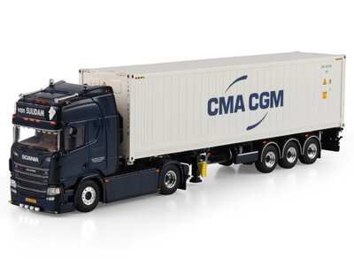 WSI WSI Scania R Highline 4x2 with 3-axle flex container trailer + 40ft container carrier VAN SUIJDAM