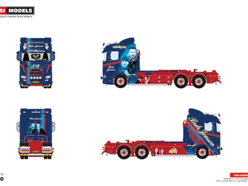 WSI WSI Scania R Normal 6x2 riged truck with hooklift system BRDR. JENSEN