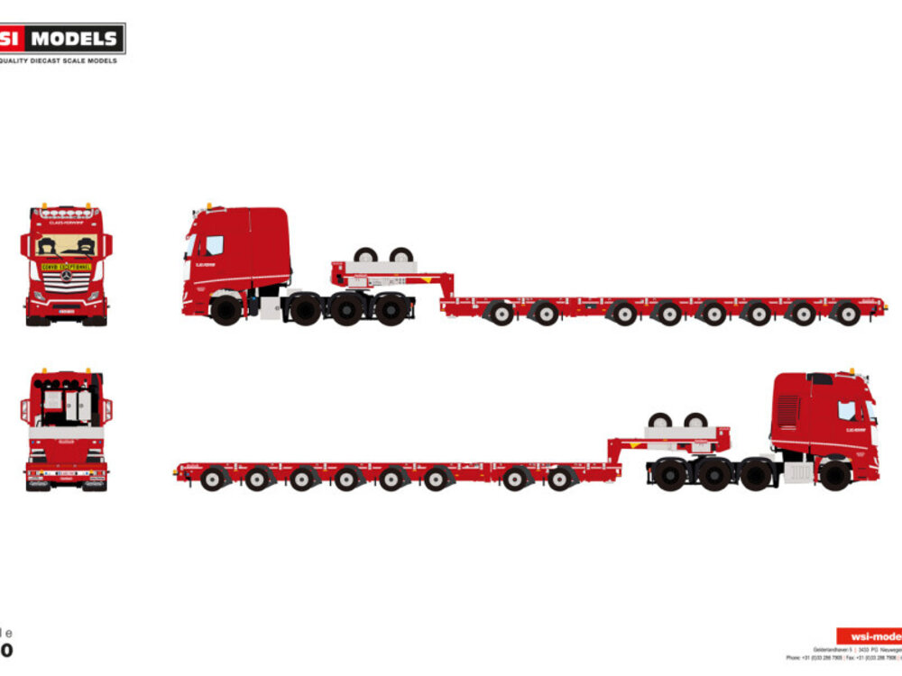 WSI WSI Mercedes-Benz Actros MP5 Gigaspace 8x4  SLT with 6 axle Manoovr + 2-axle Dolly CLAES VERWIMP