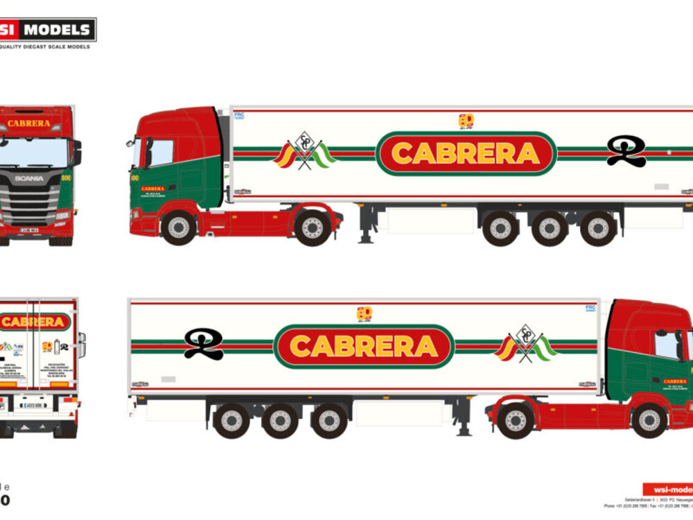 WSI WSI Scania S Highline 4x2 met 3-as koeloplegger TRANSPORTES CABRERA