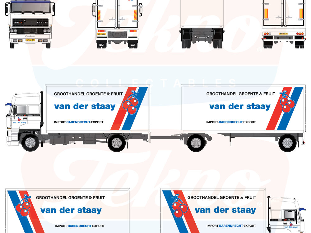 Tekno Tekno DAF 3300 Space Cab riged truck with trailer VAN DER STAAY