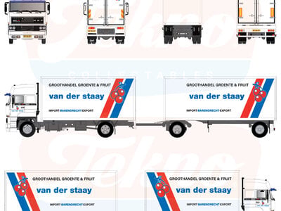 Tekno Tekno DAF 3300 Space Cab riged truck with trailer VAN DER STAAY