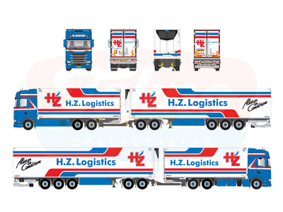 Tekno Tekno Scania Next Gen 500S motorwagen met dolly en koeloplegger (LZV) HZ LOGISTICS