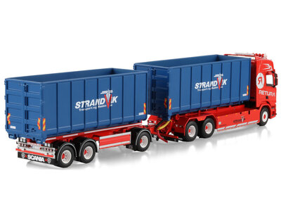 WSI WSI Scania R Highline 6x2riged truck with hooklift system with 3-axle hooklift container trailer + 2x 40m3 container RETURA