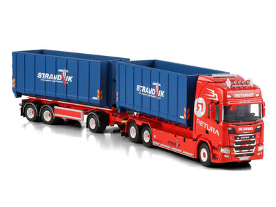 WSI WSI Scania R Highline 6x2riged truck with hooklift system with 3-axle hooklift container trailer + 2x 40m3 container RETURA