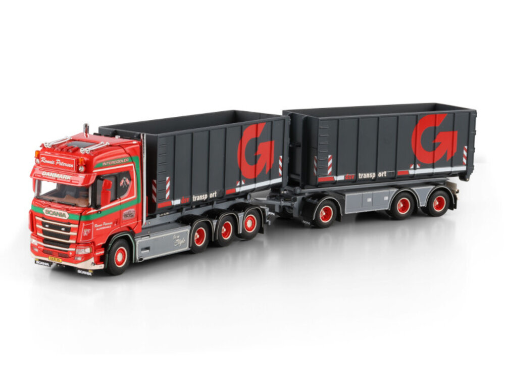 WSI WSI Scania R Highline 8x4 with 7-axle riged truck + hooklift system RONNIE PETERSEN