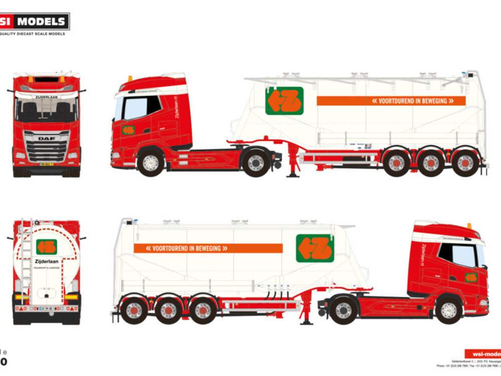 WSI WSI DAF XG 4x2 + 3-axle bulk trailer ZIJDERLAAN