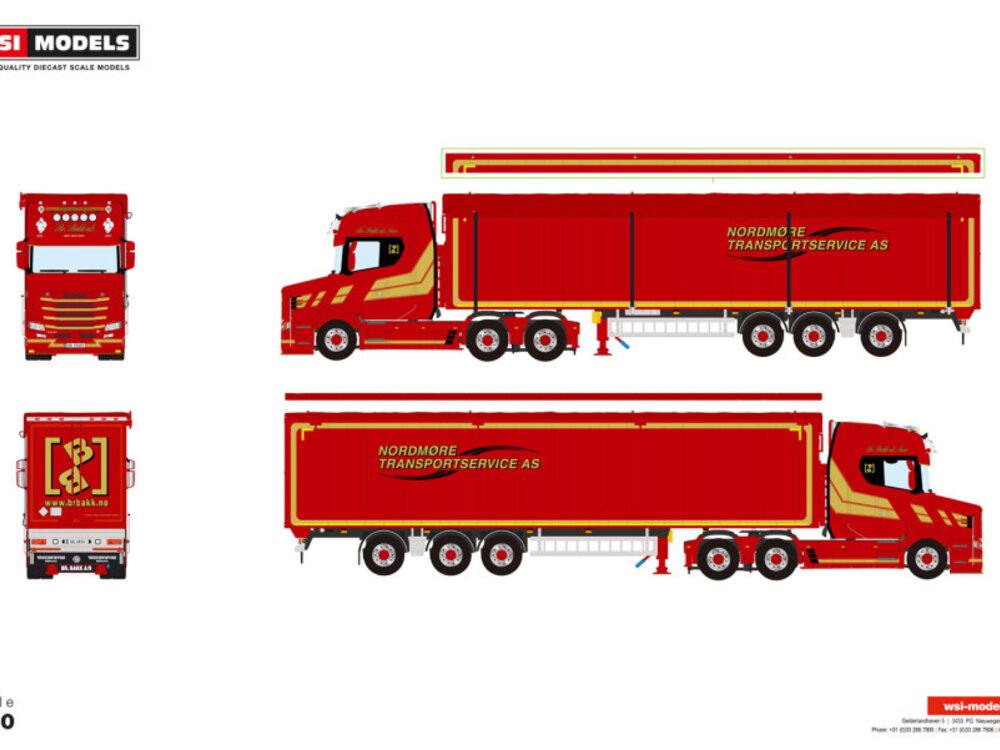 WSI WSI Scania Vlastuin Torpedo 6x2 + 3-axle walking floor trailer BR. BAKK A/S