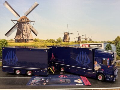 WSI WSI "EXCLUSIVE" Scania R Highline rigid truck with 2-axle trailer R&R WOLFF FLOWERS