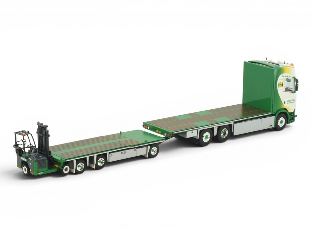 Tekno Tekno Scania NGS riged  truck with flatbed trailer AGROVEZEL