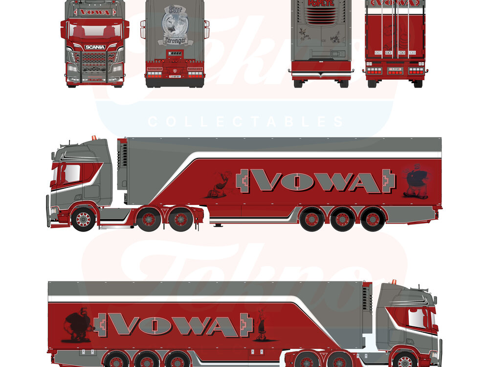 Tekno Tekno Scania Next Gen R-Serie Highline met 3-assige koeloplegger VOWA "POPEYE"