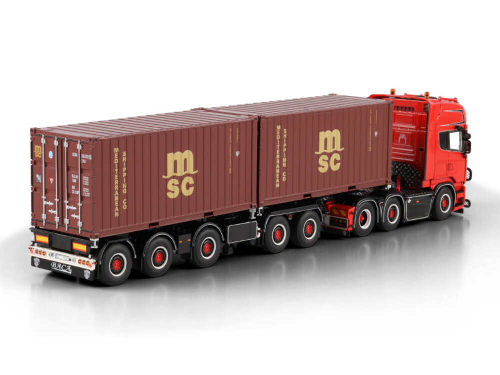 WSI WSI Scania R6 Topline 6x2 with 5-axle 2connect combi container trailer + 2x 20ft container BACA