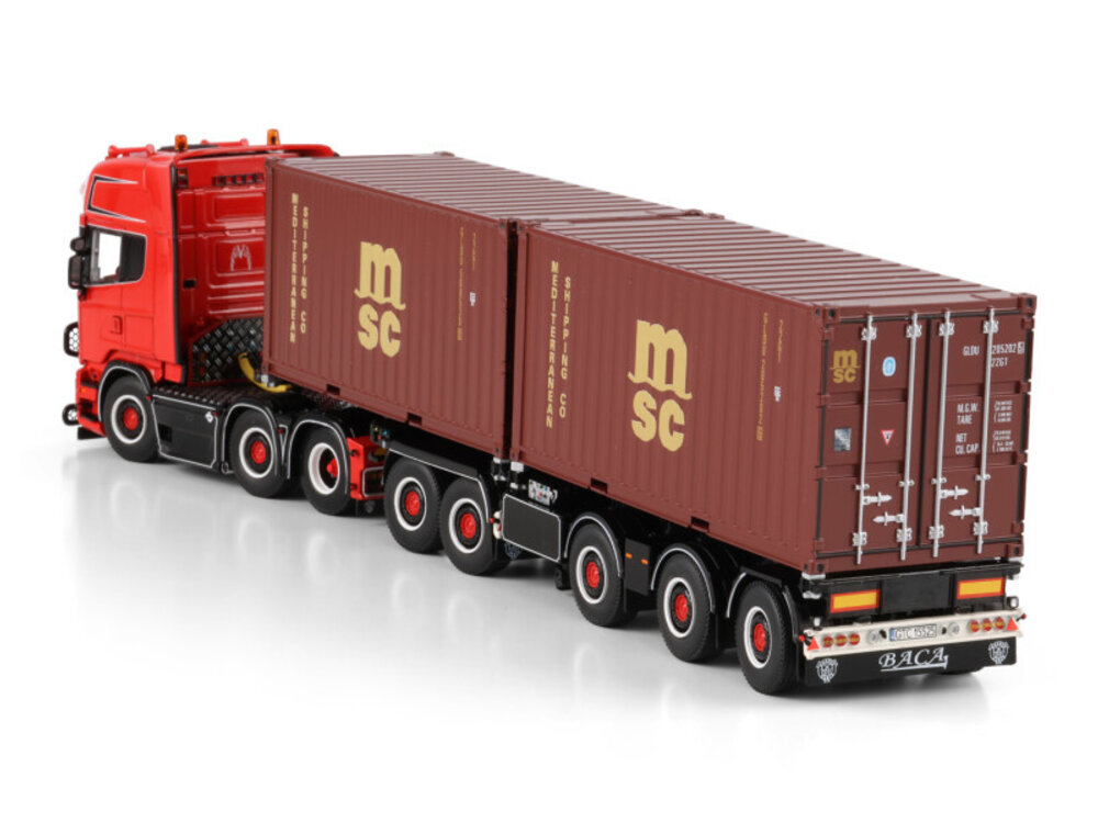 WSI WSI Scania R6 Topline 6x2 with 5-axle 2connect combi container trailer + 2x 20ft container BACA