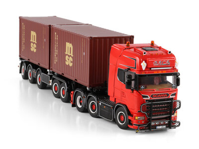 WSI WSI Scania R6 Topline 6x2 with 5-axle 2connect combi container trailer + 2x 20ft container BACA
