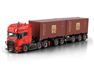 WSI WSI Scania R6 Topline 6x2 with 5-axle 2connect combi container trailer + 2x 20ft container BACA