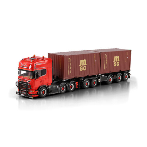 WSI WSI Scania R6 Topline 6x2 with 5-axle 2connect combi container trailer + 2x 20ft container BACA