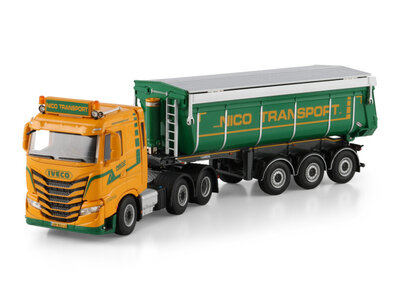 WSI WSI IVECO S-Way as low 6x2 midlift met 3-assige niet stuurbare kipper trailer NICO TRANSPORT