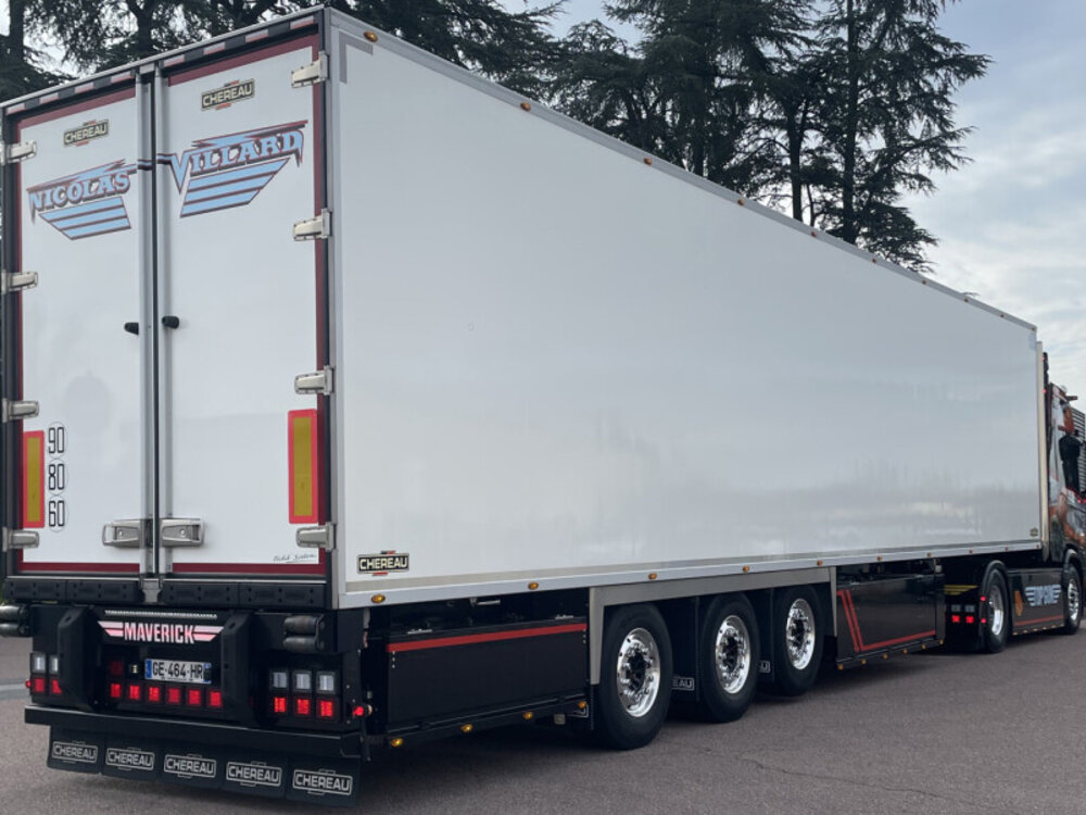 WSI WSI Scania R Highline 4x2 with 3-axle reefer trailer NICOLAS VILLARD "TOPGUN"