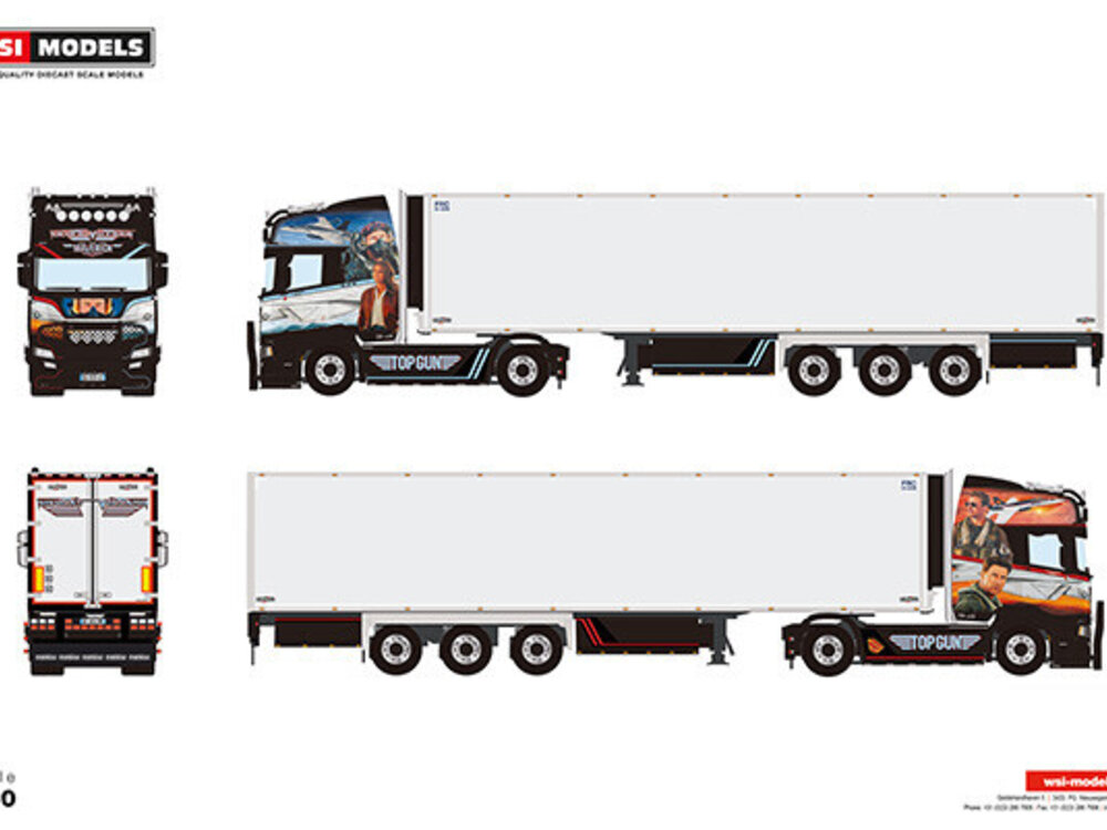 WSI WSI Scania R Highline 4x2 with 3-axle reefer trailer NICOLAS VILLARD "TOPGUN"