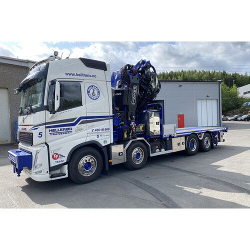 WSI WSI Volvo FH5 Glob. flatbed truck 8x2 + fassi 1100 + jib HELLEROD TRANSPORT