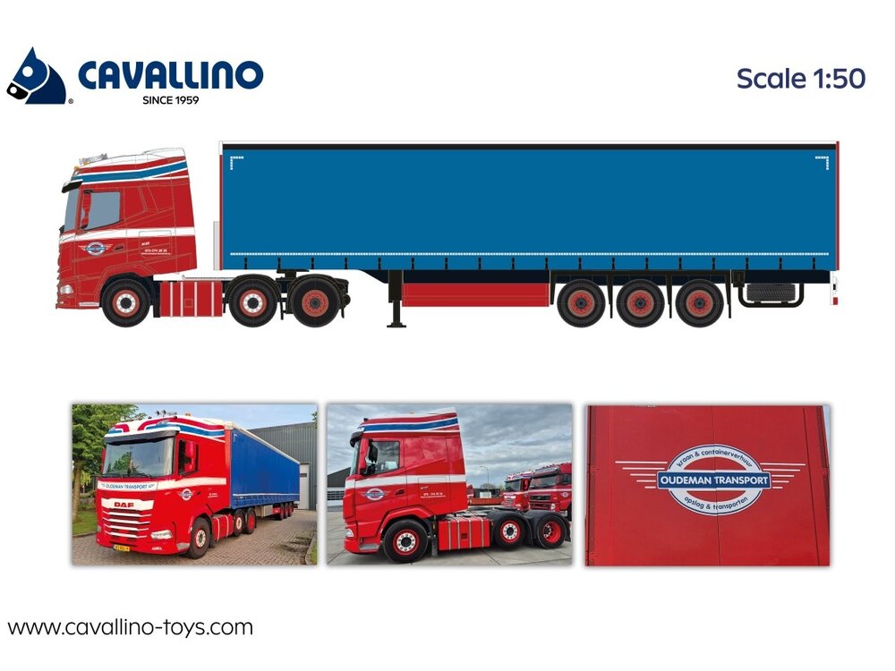 Cavallino Cavallino DAF XG 4x2 met 3-as schuifzeilen oplegger OUDEMAN TRANSPORT
