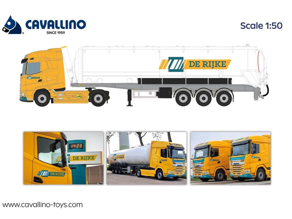 Cavallino Cavallino DAF XG 4x2 met 3-as bulkoplegger DE RIJKE