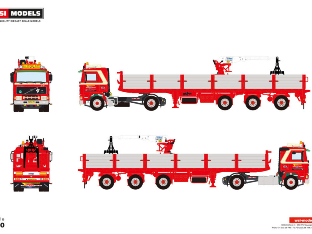 WSI WSI Volvo F12 4x2 + 3-axle brick trailer FA. J. V. 'T KRUIS