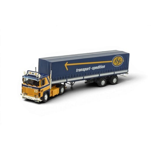 Tekno Tekno Scania 141 4x2 with 2-axle tilt trailer ASG KLIPPAN