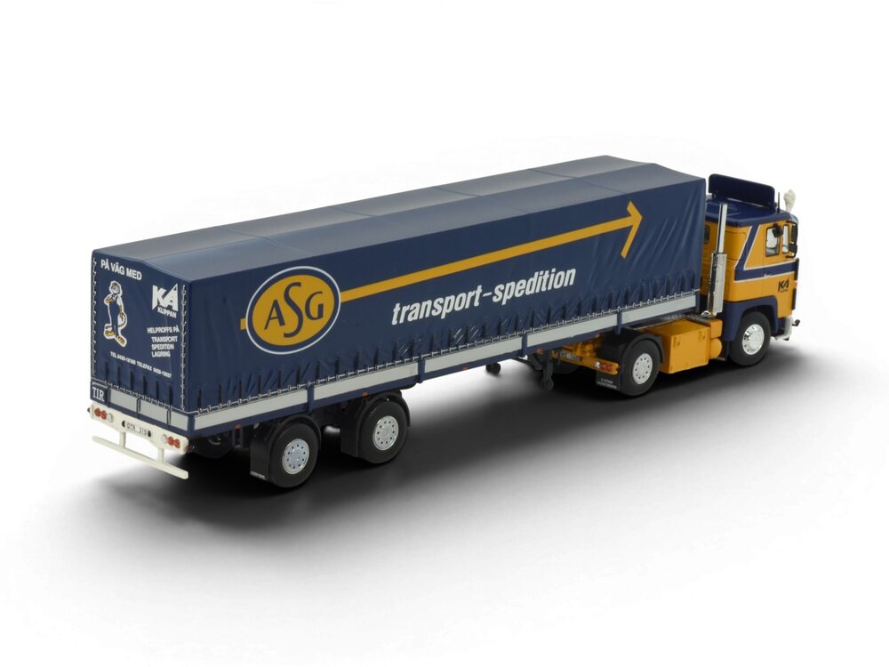 Tekno Tekno Scania 141 4x2 met 2-assige huifoplegger verpakt in luxe ASG doos ASG KLIPPAN
