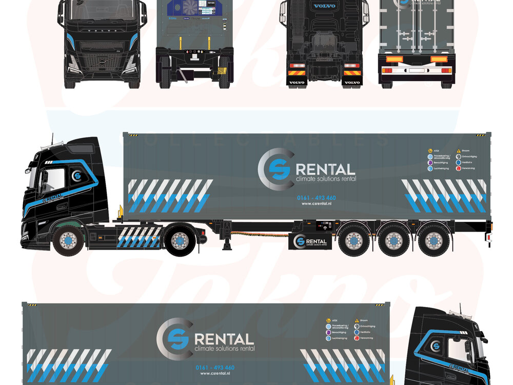 Tekno Tekno Volvo FH Aero Globetrotter 4x2 met 3-assig D-Tec en Reefer CS RENTAL
