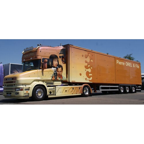 Tekno Tekno Scania 164/580 Torpedo 4x2 with 3-axle box trailer PIERRE OREL & FILS "LEON"