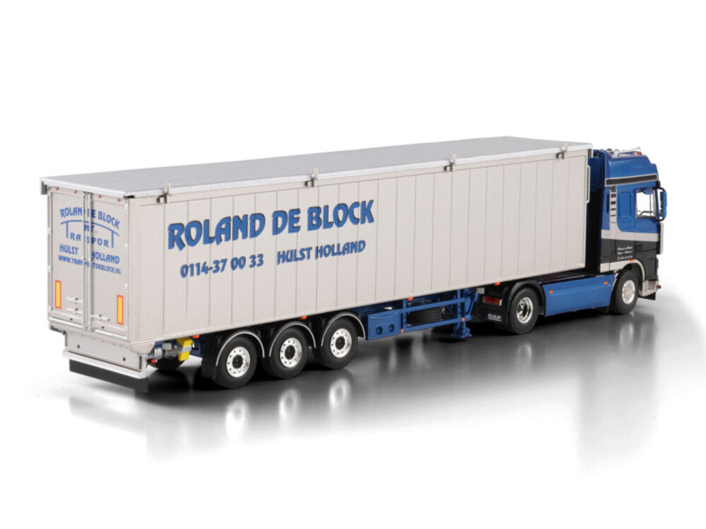 WSI WSI DAF 95XF Super Space Cab  4x2 met 3-assige volume trailer ROLAND DE BLOCK