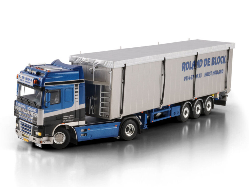 WSI WSI DAF 95XF Super Space Cab 4x2  with -3axle volume trailer ROLAND DE BLOCK